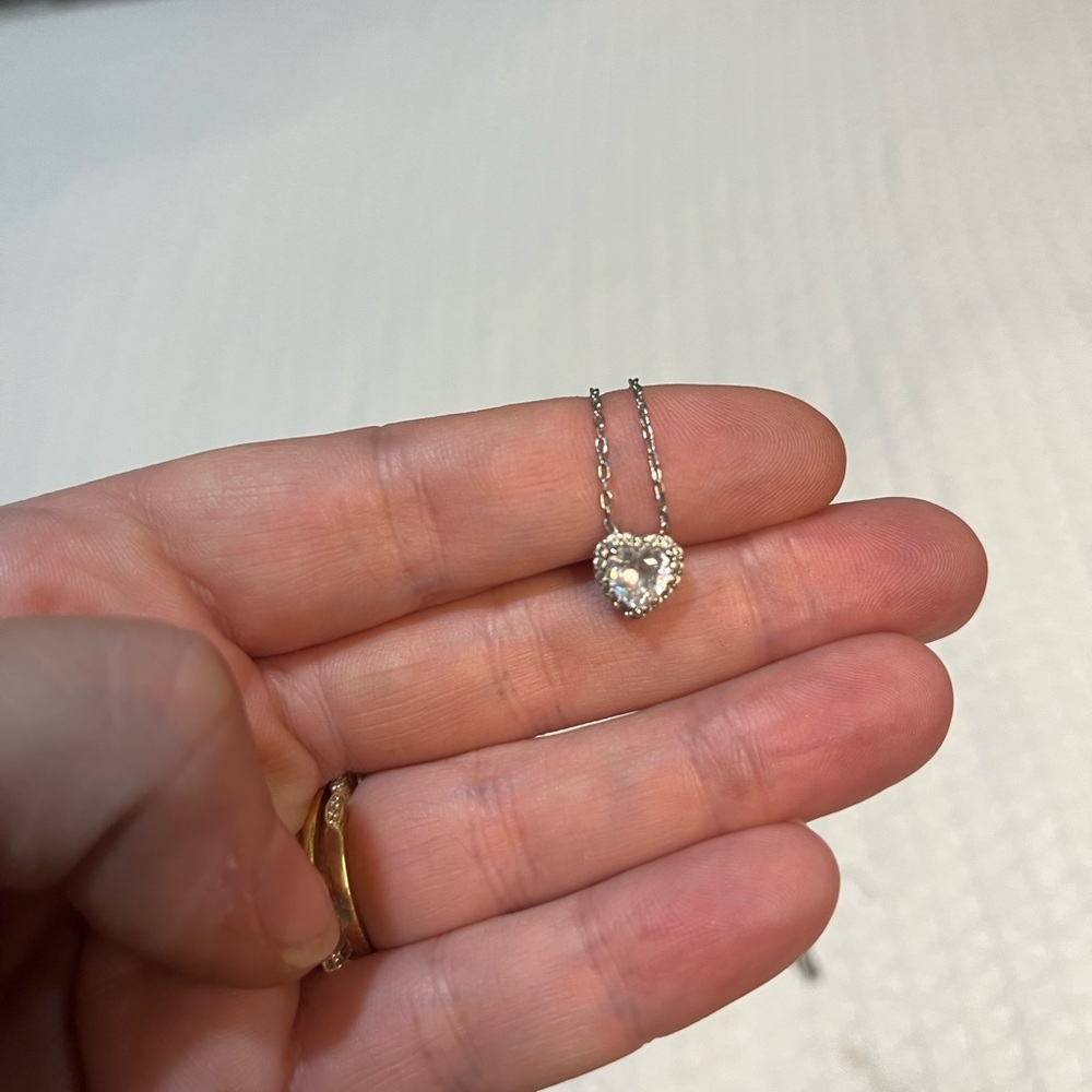 Cubic Zirconia Silver Heart Pendant Necklace